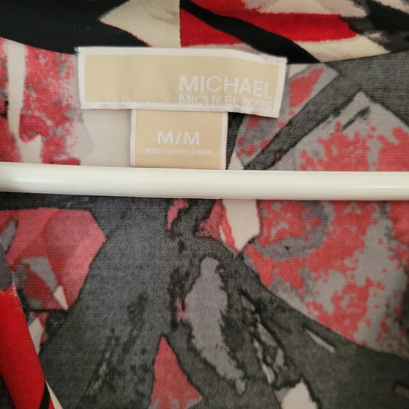 Michael Kors Abstract Red and Black Midi Dress - Picture 4 of 7